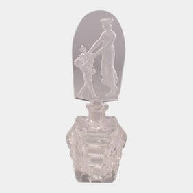 Czechoslovakian Vintage 1920-38 Clear Figural Glass Perfume Bottle