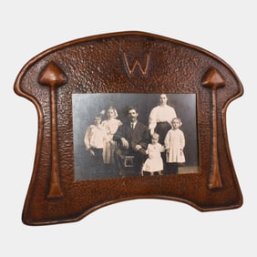 Arts And Crafts Hammered Copper Stand Up Photo Frame With Arrow Motifs