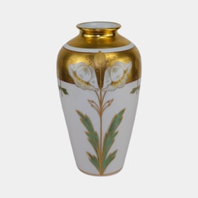Picard China Illinois Stylized Floral Vase Signed Vobor