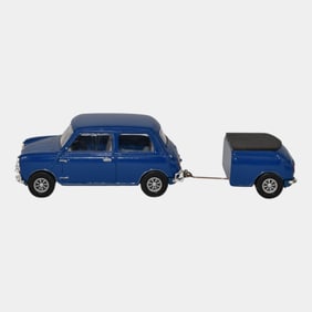 Vintage Corgi Diecast Mini Cooper With Trailer in Blue