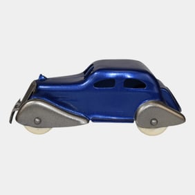 Vintage Wyandotte Steel Sedan in Metallic Blue & Silver
