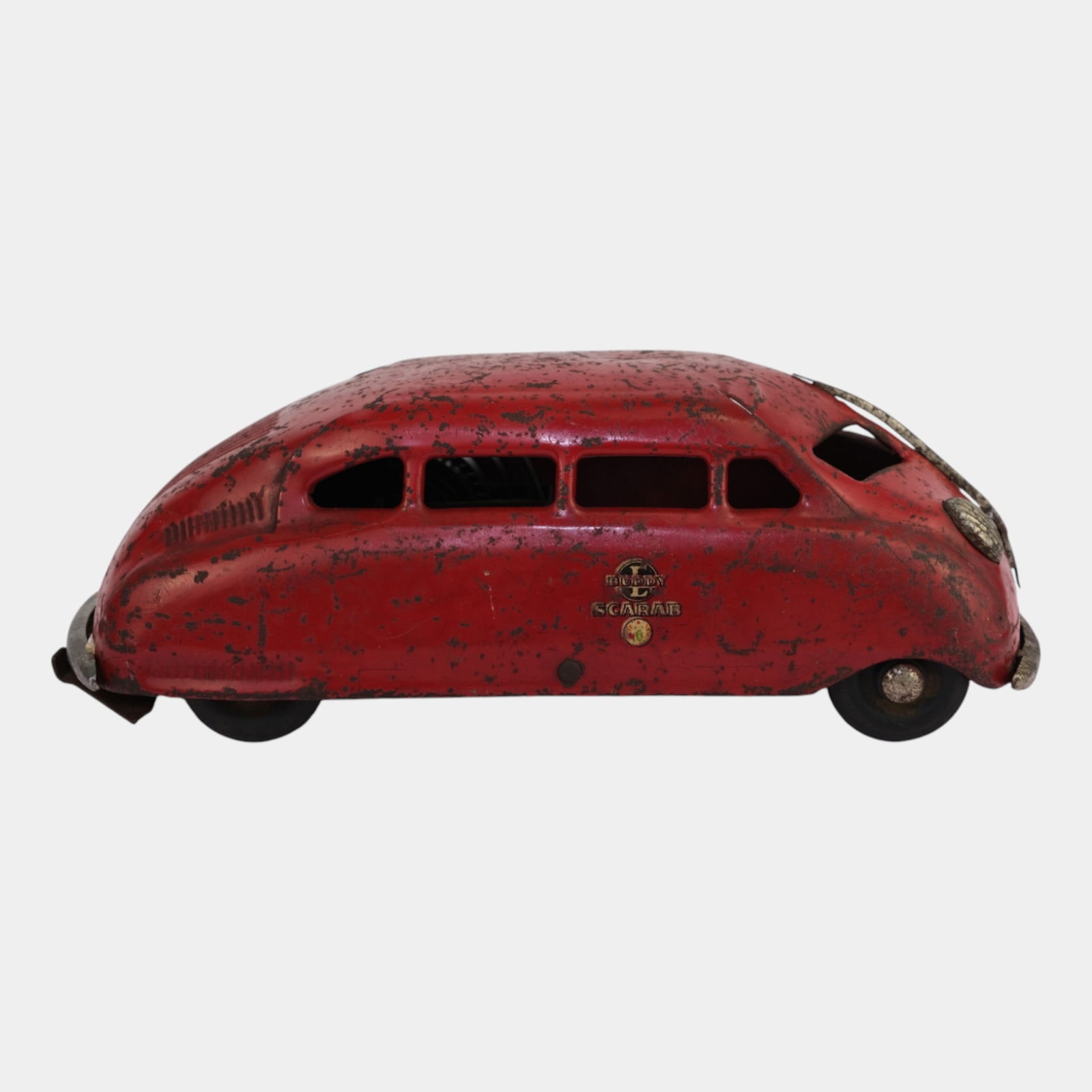Buddy L Vintage Wind Up Pressed Metal Red Scarab Car (1 of 6)