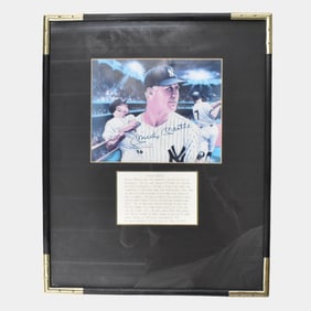 Mickey Mantle Hand Signed Framed Portrait Hollywood Time Capsule COA