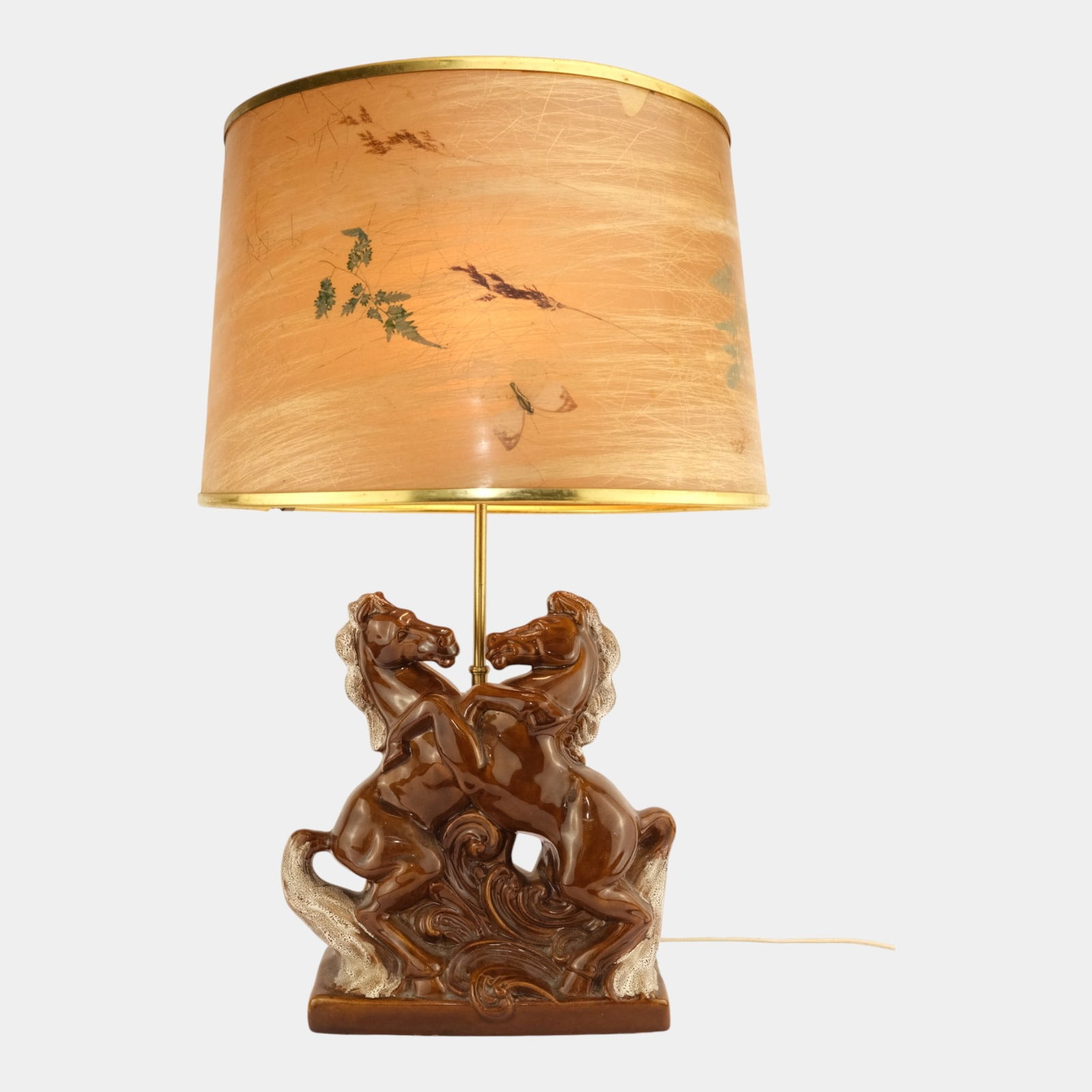 Van Briggle Vintage Modern Deco Pottery Brown Horse Lamp