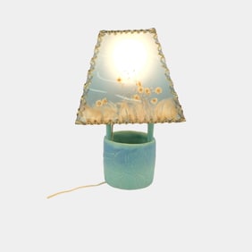 Van Briggle 1940s Vintage Art Pottery Flower Shade Wishing Well Lamp