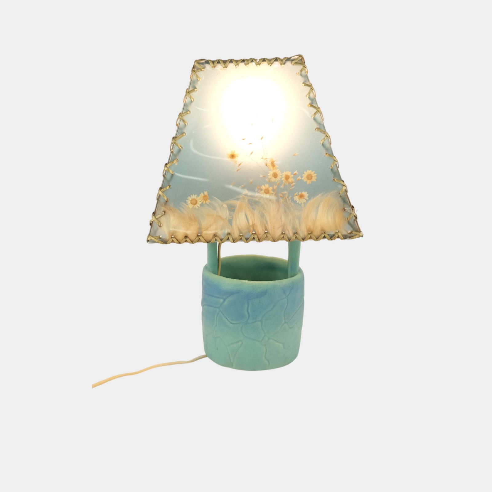 Van Briggle 1940s Vintage Art Pottery Flower Shade Wishing Well Lamp (1 of 4)