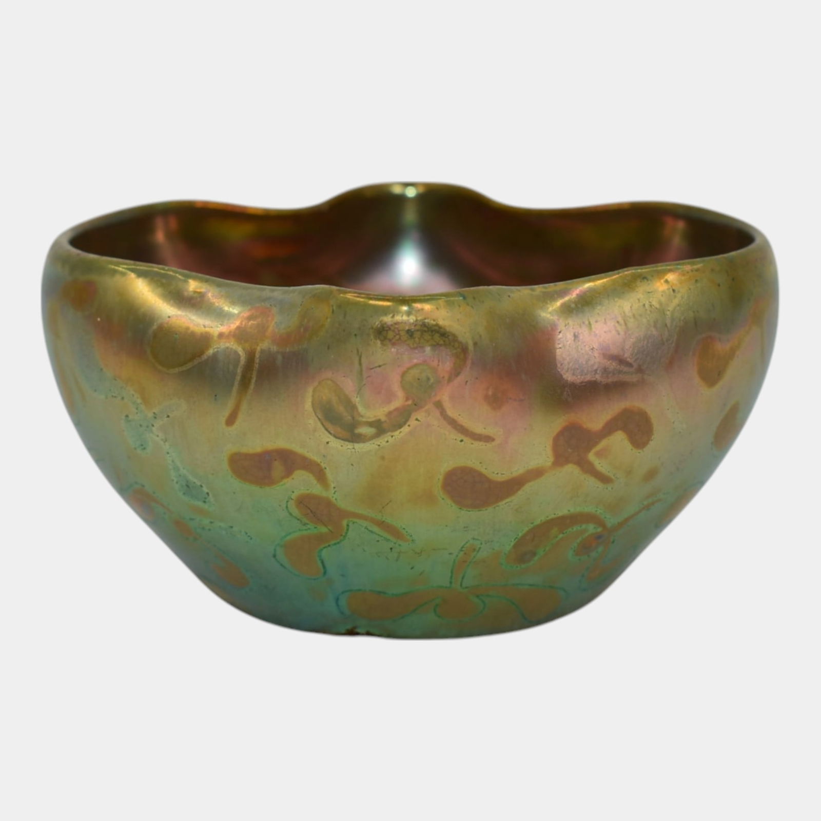Clement Massier Art Nouveau Pottery Iridescent Luster Folded Bowl 2 (1 of 6)