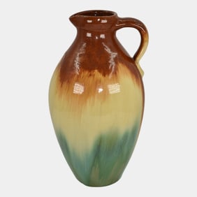 Fulper Arts And Crafts Pottery Brown Green Glaze Ceramic Pitcher Vase