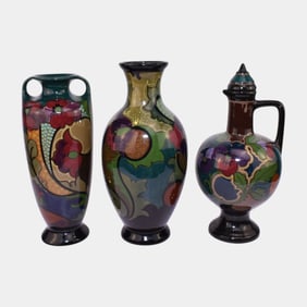 Gouda Pottery Holland Art Deco Vases And Lidded Jug