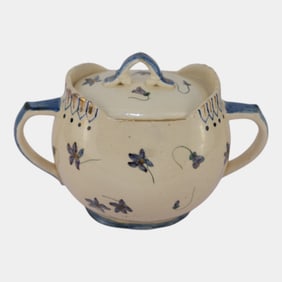 Pauline Pottery Wisconsin Art Pottery Hand Painted Floral Sugar Bowl