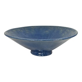 Pewabic Detroit Student Art Pottery Blue Glaze Sgraffito Ceramic Bowl