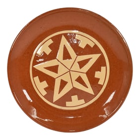 Pine Ridge Sioux Dakota Art Pottery Hand Made Star Design Ceramic Plate Woody