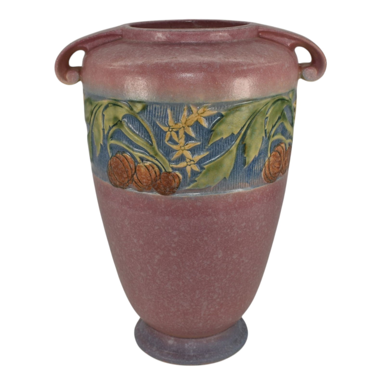 Roseville Baneda Pink 1932 Vintage Art Deco Pottery Handled Ceramic Vase 599-12 (1 of 6)