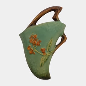 Roseville Bittersweet Green 1941 Mid Century Modern Pottery Wall Pocket 866-7