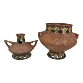 Roseville Ferella Tan 1930 Vintage Pottery Vases 497-4 505-6