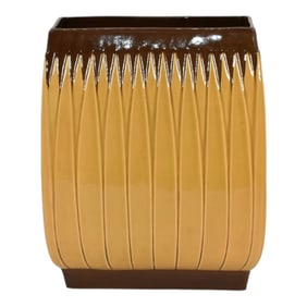 Roseville Lotus Brown 1952 Vintage Mid Century Modern Pottery Pillow Vase L4-10