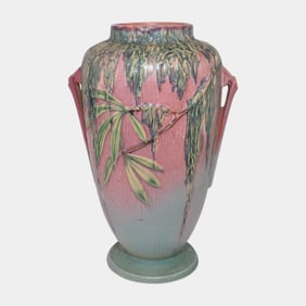 Roseville Moss Pink Green 1936 Vintage Art Deco Pottery Ceramic Vase 785-12