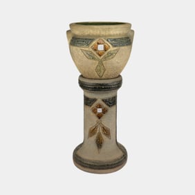 Roseville Mostique Vintage Pottery Jardiniere And Pedestal 622-10