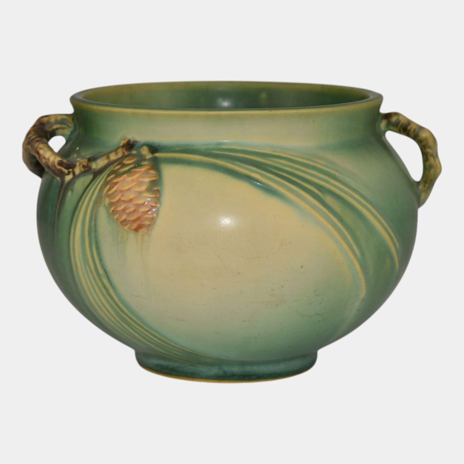 Roseville Pine Cone Green 1936 Vintage Pottery Ceramic Jardiniere Planter 632-4 (1 of 6)