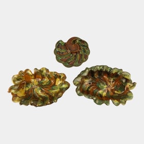 Van Briggle Modern Deco Pottery Large Console Bowls And Wall Hanging