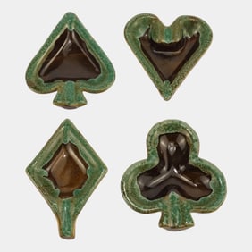 Van Briggle Modern Deco Set Of Four Card Suit Ash Trays