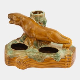 Anna Van Briggle Mid Century Modern Brown Lion Figurine Planter