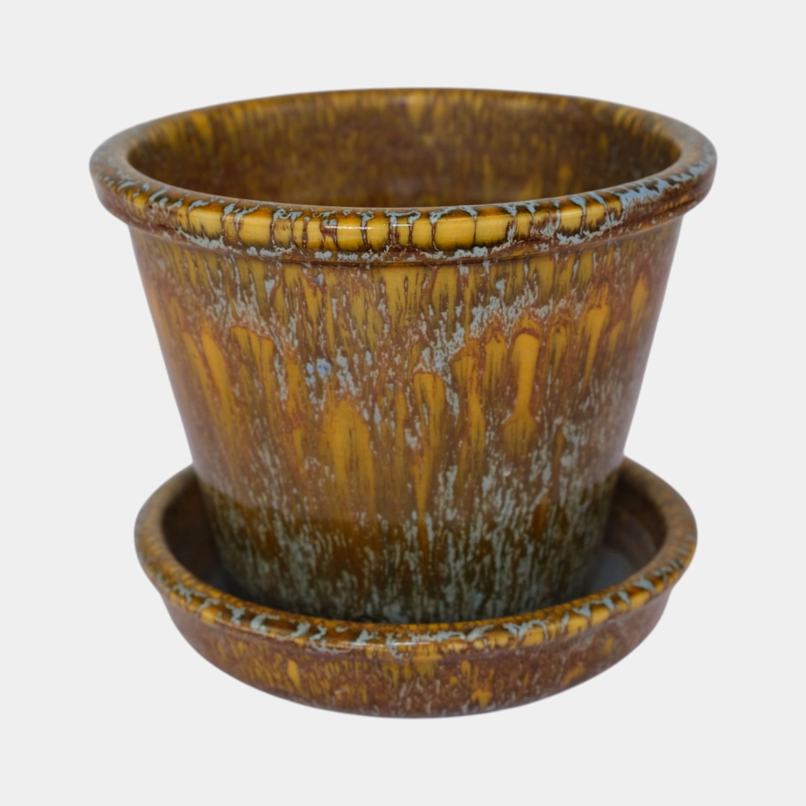 Weller Glaze Variant Trial Art Pottery Ceramic Flower Pot And Saucer (1 of 6)