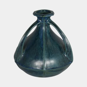 Amphora Austrian Art Pottery Blue Triple Handled Vase 2097