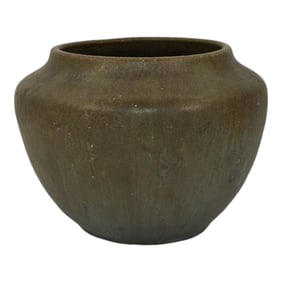 American Arts And Crafts Pottery Brown Green Shouldered Vase