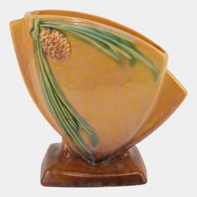 Roseville Pottery Wincraft 1948 Orange Mid Century Modern Pine Cone Vase 272-6