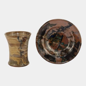 John Glick (1938-2017) Plum Tree Pottery Studio Vase And Bowl