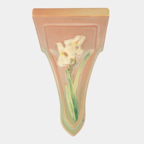 Roseville Iris Pink 1939 Vintage Art Deco Pottery Ceramic Wall Shelf 2