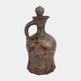 John Glick (1938-2017) Plum Tree Pottery Brown Gray Ewer Screw Top Stopper