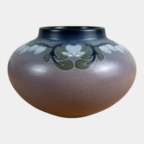 Rookwood 1905 Art Pottery Art Deco Floral Shoulder Blue Purple Vase 1929 Sax