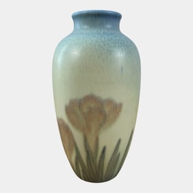 Rookwood 1935 Art Pottery Yellow Blue Vellum Crocus Flower Vase Shirayamadani