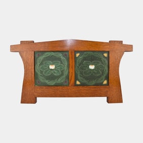 Ephraim Faience 2001 Art Pottery Matte Green Framed Water Lily Tiles