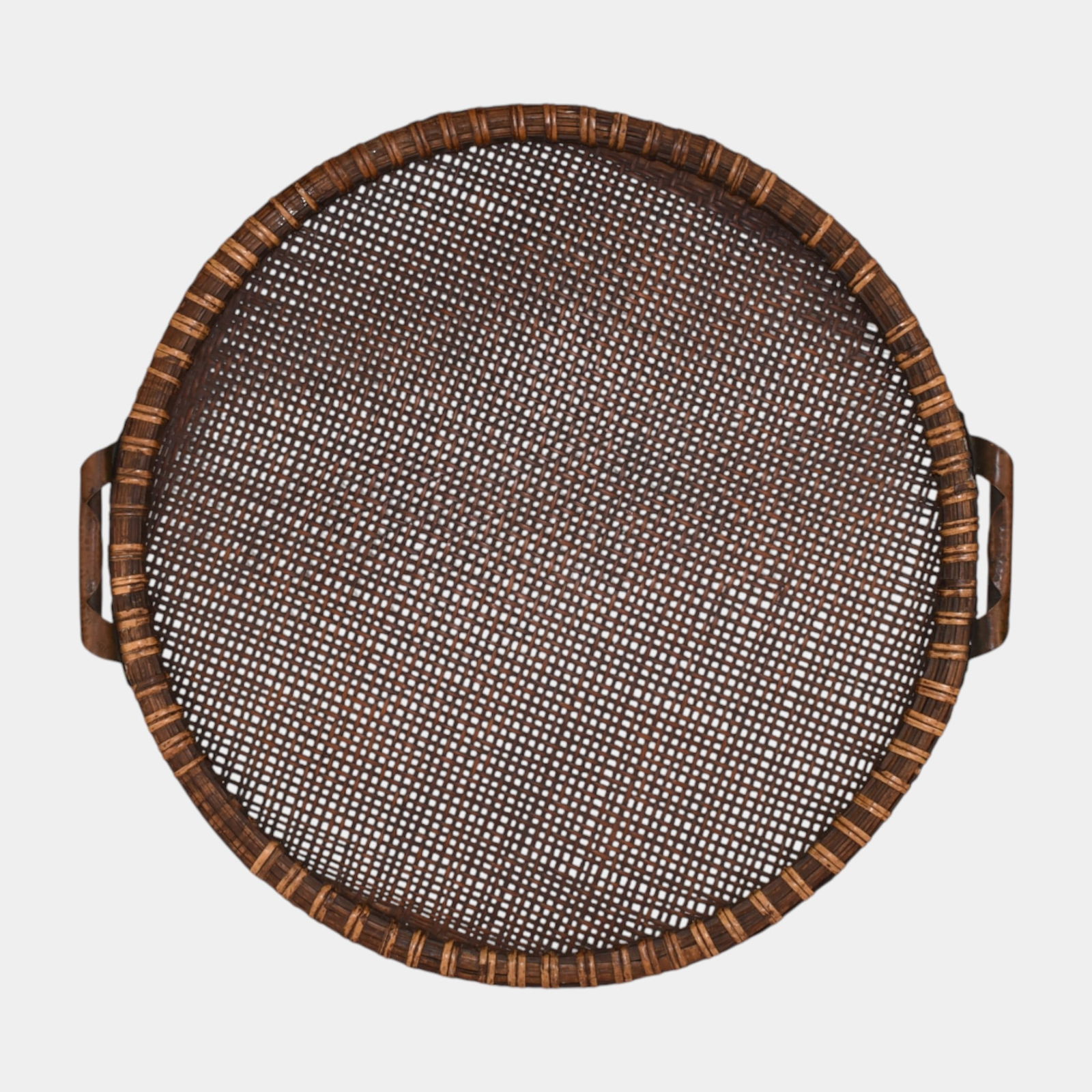 Dirk Van Erp Arts And Crafts Brown Bamboo Tray With Hammered Copper Handles (1 of 4)