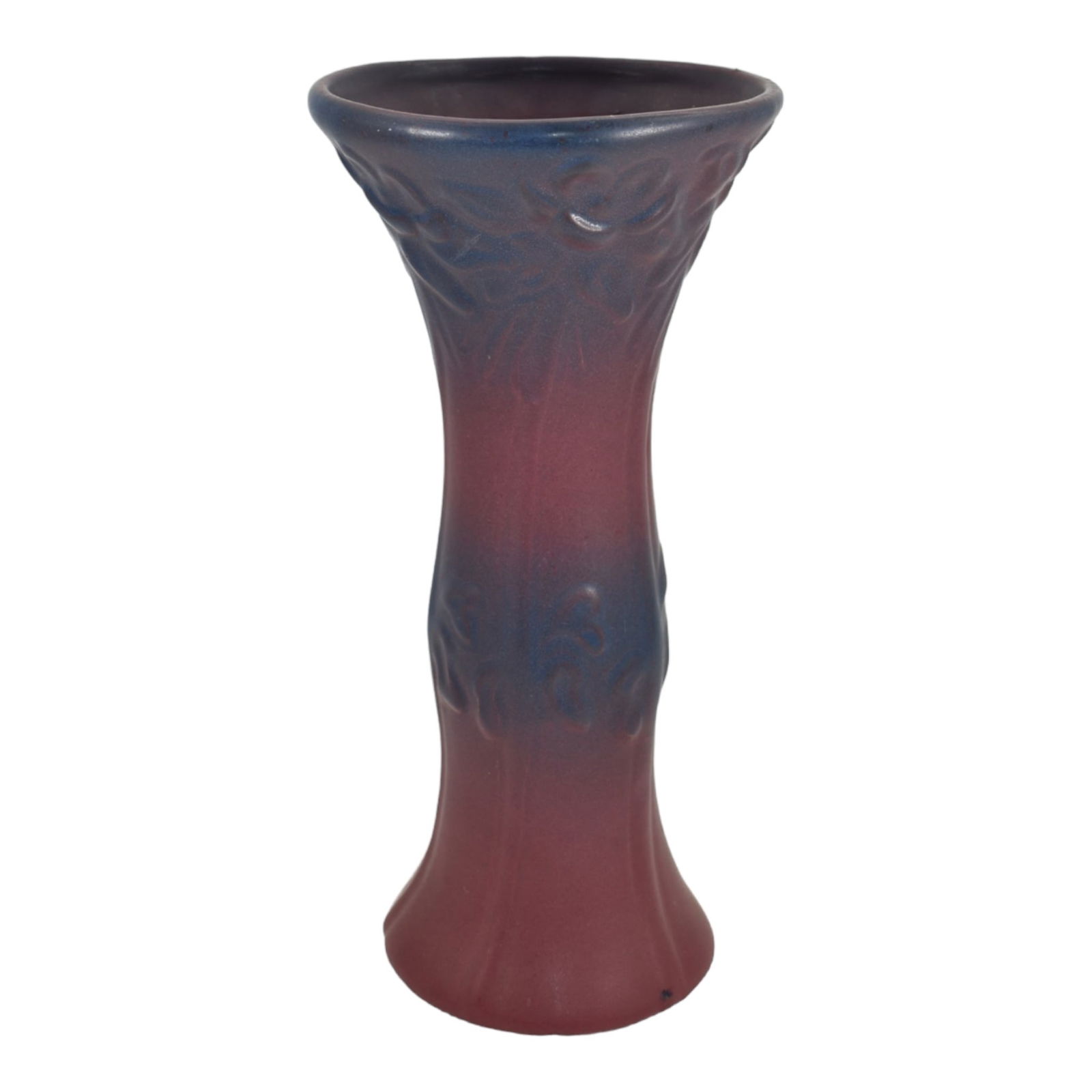 Van Briggle Late Teens Vintage Arts And Crafts Pottery Mulberry Flower Vase 490: Van Briggle Late Teens Vintage Arts And Crafts Pottery Mulberry Flower Vase 490 Tall and rare, early arts and craft vase with great color and design.Excellent original condition. No chips, cracks, dam
