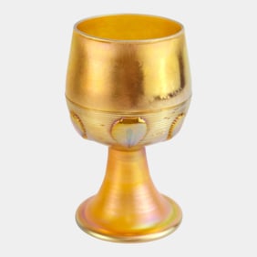 Louis Comfort Tiffany Studios LCT Gold Favrile Iridescent Glass Goblet
