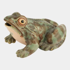 Brush McCoy 1967 Vintage Pottery Green Frog Ceramic Yard Garden Ornament 8"