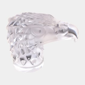 Lalique French Clear Crystal Eagle Head Figurine Car Mascot Hood Ornament