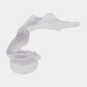 Lalique French Clear Frosted Crystal "Chrysis" Nude Figurine Hood Ornament