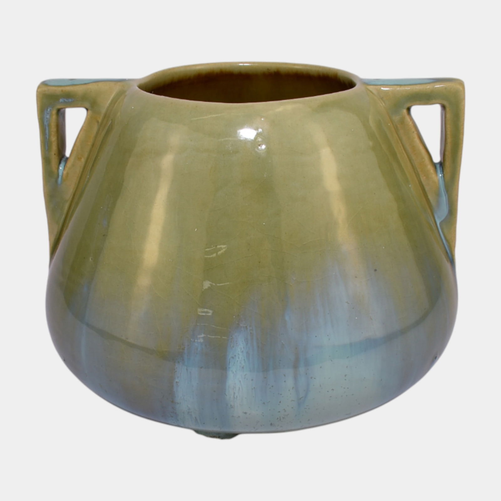 Fulper Arts And Crafts Pottery Flambe Green Glaze Handled Ceramic Vase 23 (1 of 3)