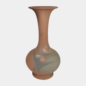 Owens Pottery Matte Utopian Brown Tall Flared Neck Floral Vase 122