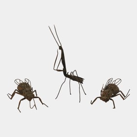 Standing Praying Mantis Sculpture Metal Beetles With Wing Movement