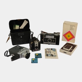 Polaroid, Canon, & Brownie Camera Kit Case, Filters, Splicer, & Flash Bars