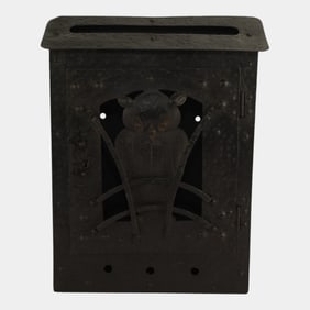 Goberg 1905 German Arts And Crafts Iron Stylized Motif Owl Letter Box