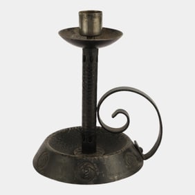 Hugo Berger Goberg Germany Arts And Crafts Patinated Copper Chamber Stick