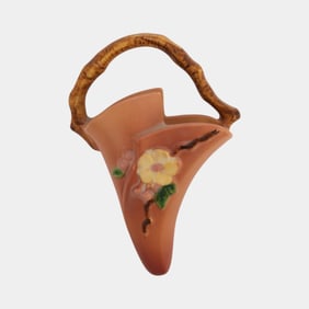 Roseville Apple Blossom Pink 1949 Vintage Art Pottery Ceramic Wall Pocket 366-8