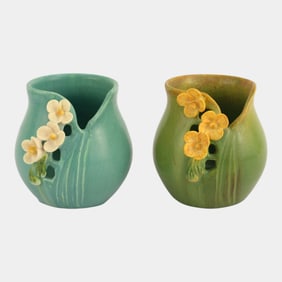 Ephraim Faience 2020 Pot Of The Week Miniature Green Glaze Wildflower Vases